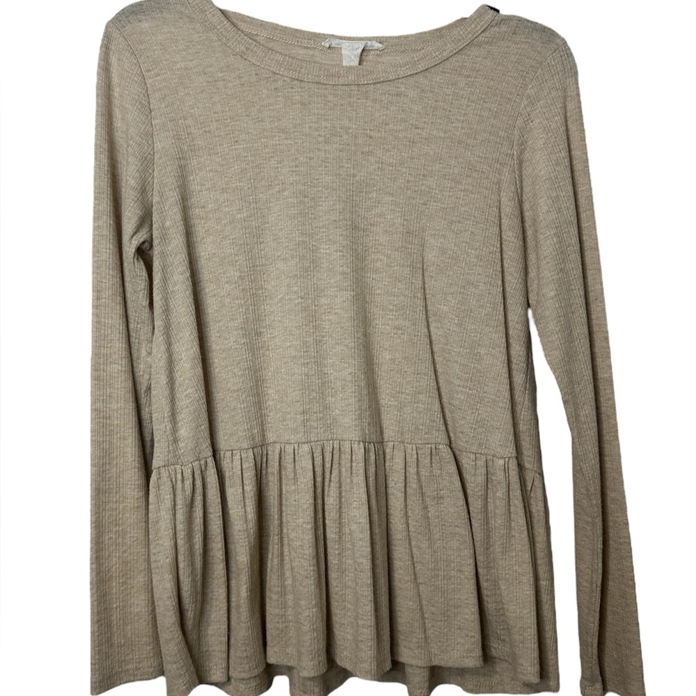 Women's Beige Peplum Top